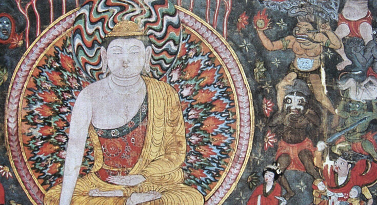Attack of Mara, 10th century, Dunhuang